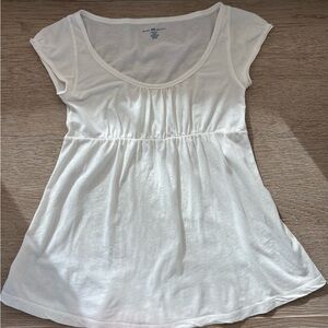 Brandy Melville White Scoop Neck Babydoll Tee